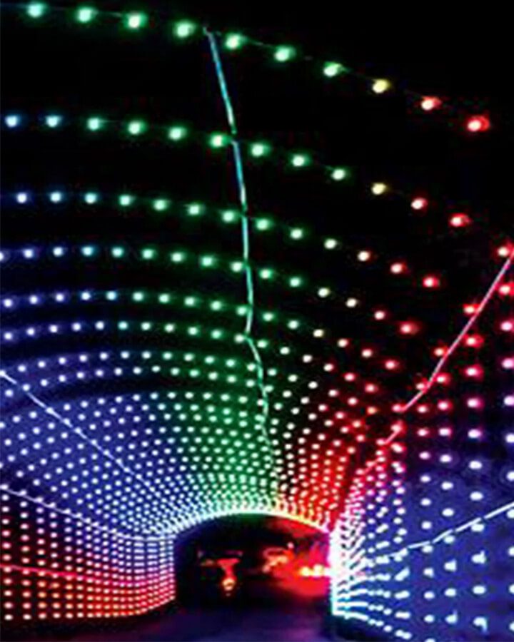 تونل نور فول کالر ریتمی با استفاده از ریسه ال ای دی بلوطی