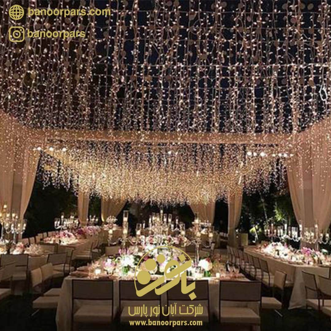 نورپردازی بالای میز غذا با استفاده از ریسه های ال ای دی سوزنی طرح قندیل