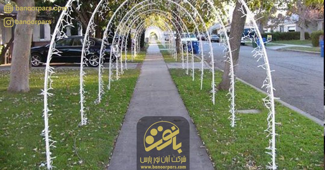 تونل نور پاده رو ارزان قیمت به صورت حلقه ای و ریسه ال ای دی سوزنی آفتابی