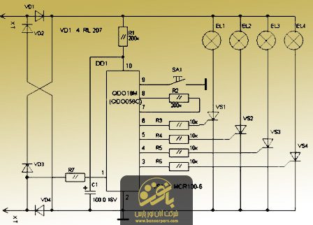 مدار الکتریکی برد کنترلر ریسه ال ای دی سوزنی
